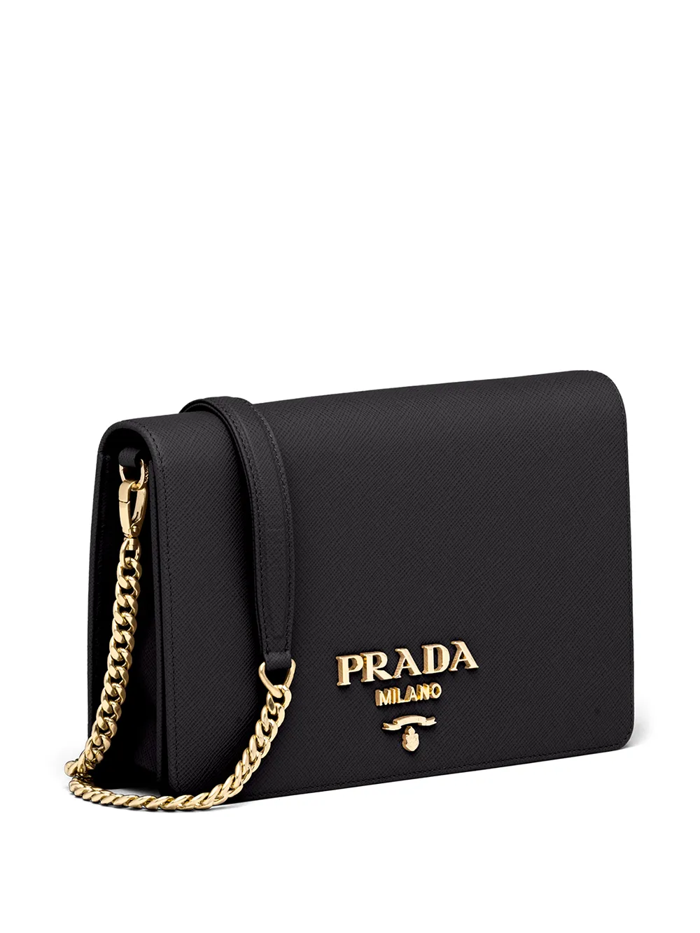 Сумка на плечо из сафьяновой кожи с логотипом Prada, черный — фото 3