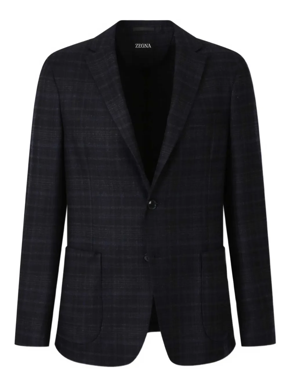 

Клетчатый шерстяной пиджак Zegna, черный