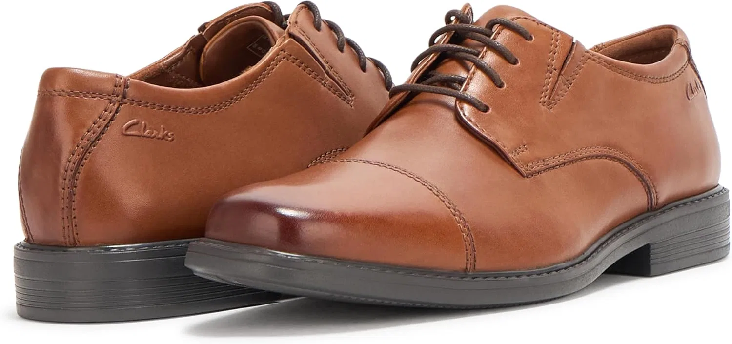 Туфли Clarks Herren Cosgrove Cap Oxford, Dark Tan Leather — фото 3