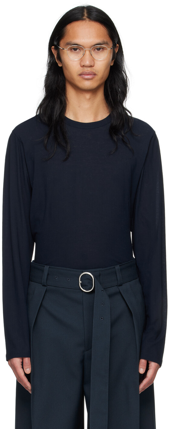 

Темно-синяя футболка с длинным рукавом с круглым вырезом Jil Sander