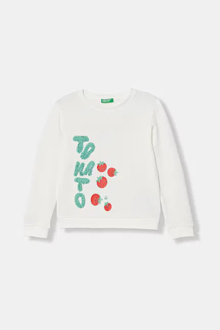 Худи детское с растительным принтом United Colors of Benetton, белый