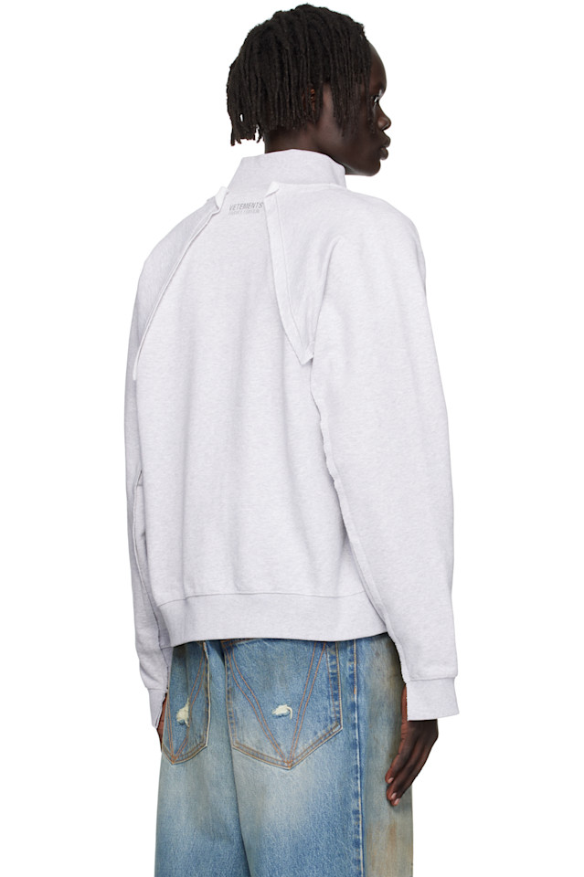 Vetements Серая толстовка на молнии с нашивкой «Амстердам» — фото 3