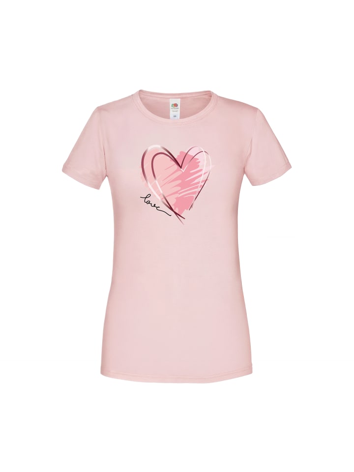 

PAULGOS Женская футболка с розовым сердечком, Розовый, PAULGOS Женская футболка с розовым сердечком