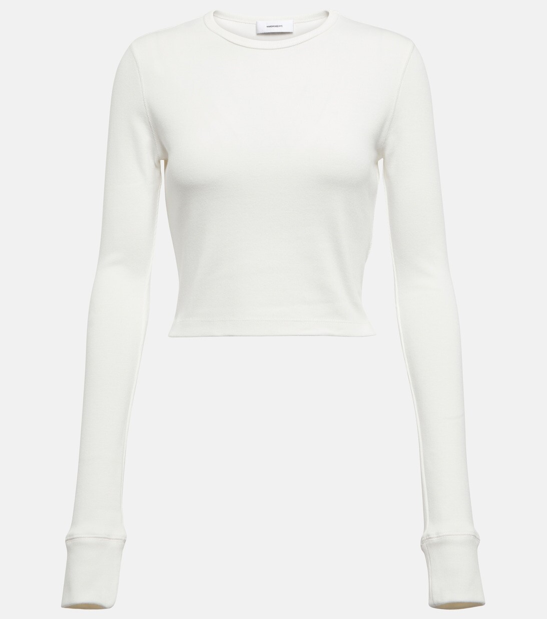 

Укороченный топ HB из смесового хлопкового джерси из коллаборации с Hailey Bieber WARDROBE.NYC, белый