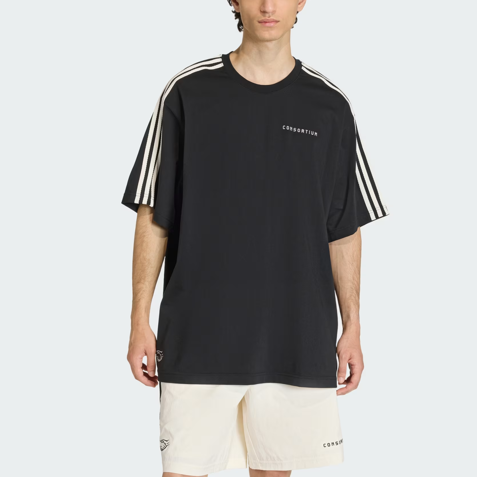 Футболка Consortium с тремя полосками Adidas Originals, черный — фото 3