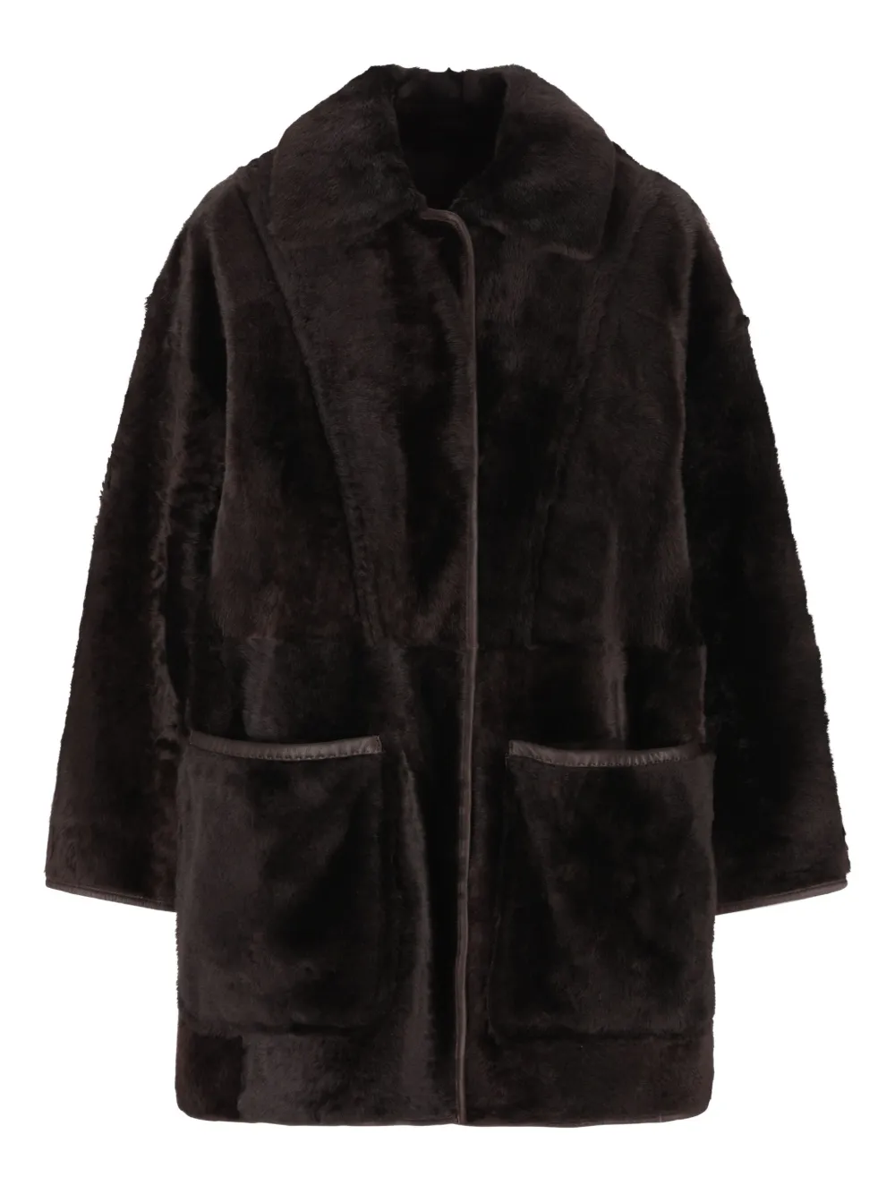 

Двустороннее кожаное пальто MAX MARA, коричневый