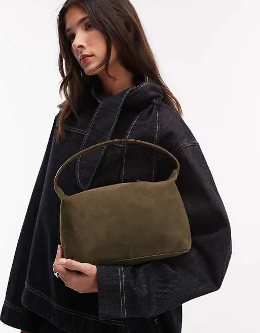 

Замшевая кожаная сумка JJXX цвета хаки