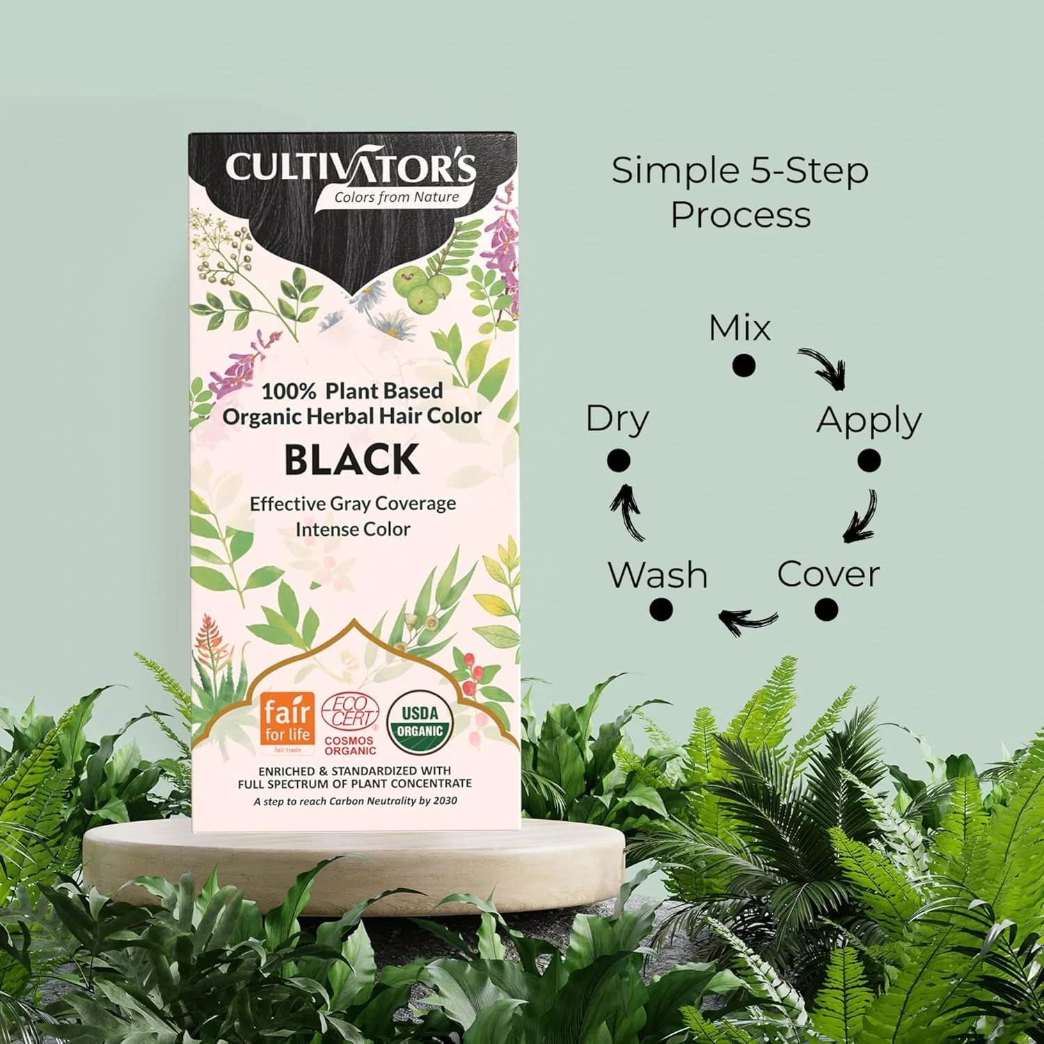 Органическая травяная краска для волос Cultivator's, черная, 100 г Cultivator'S — фото 4