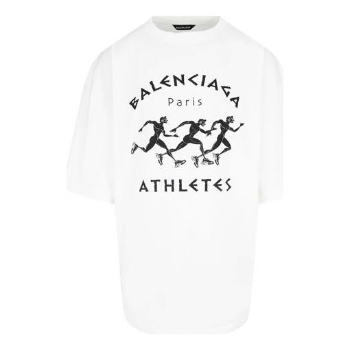 

Футболка men's ss21 marathon running pattern printing logo short sleeve white Balenciaga, белый