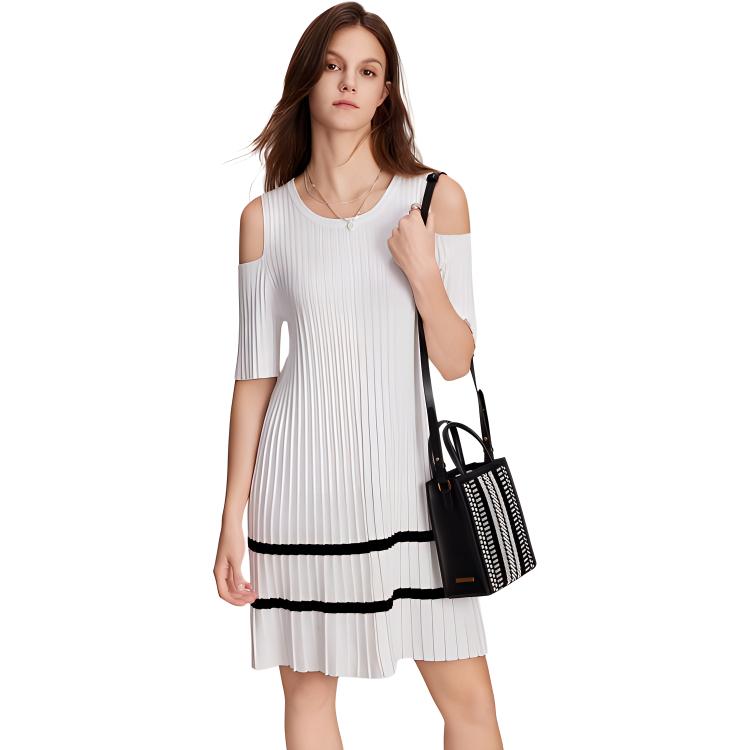 

ELLE Летняя короткая юбка с коротким рукавом для женщин Ecru