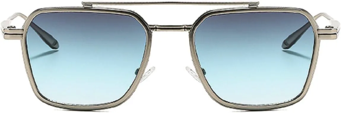 

Ретро-солнцезащитные очки квадратной формы для женщин и мужчин, модные солнцезащитные очки с увеличенной металлической двойной перемычкой mincl, Grey Green