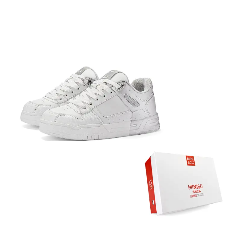 

MINISO Низкие скейтерские кроссовки унисекс бело-серебристые, цвет White Silver