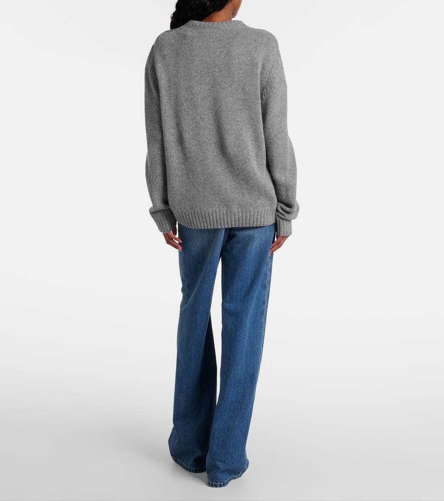 Свитер из шерсти и кашемира с интарсией логотипом Prada, Grey — фото 3