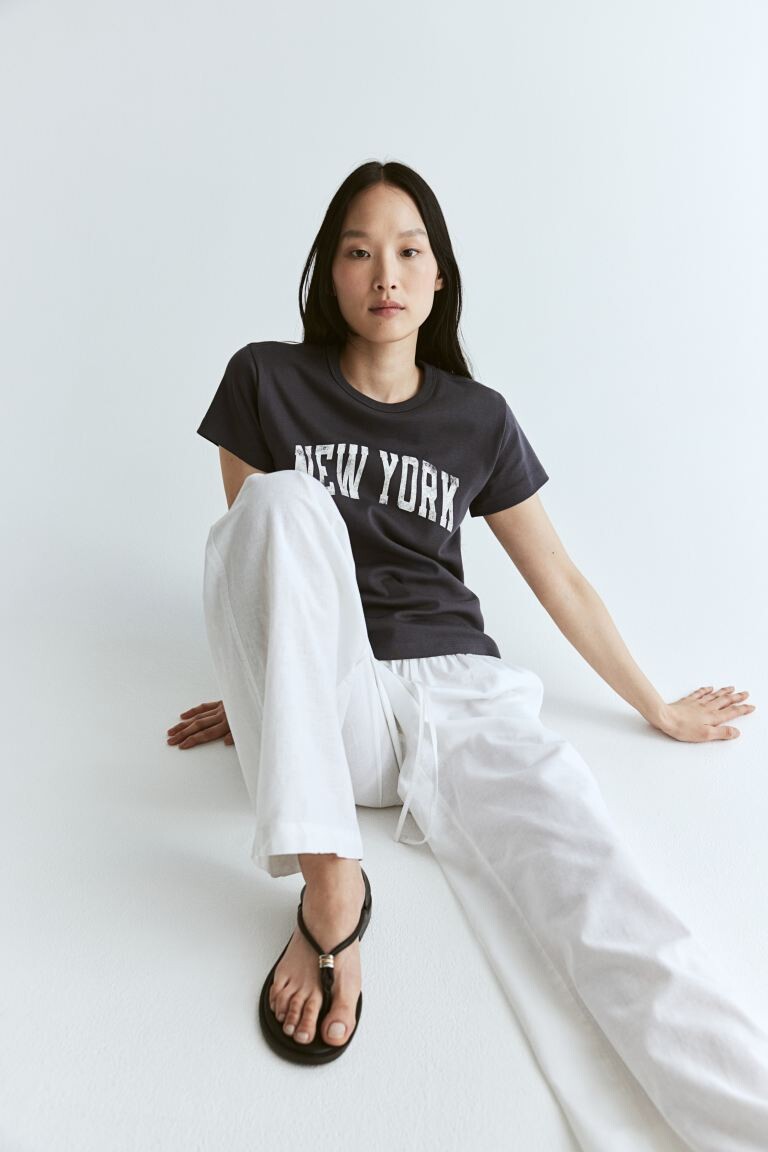 

Футболка, облегающая фигуру H&M, серый
