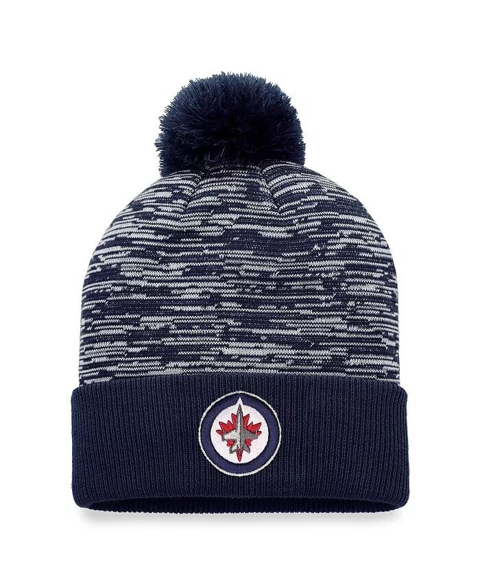 

Мужская темно-синяя вязаная шапка Winnipeg Jets Defender с манжетами и помпоном Fanatics