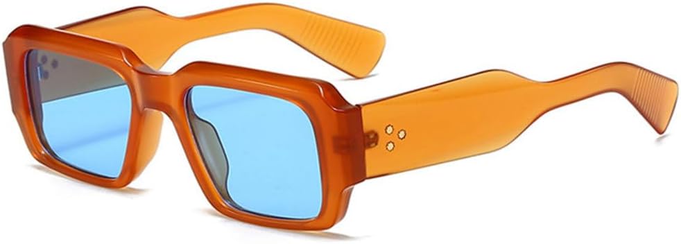 

Ретро-солнцезащитные очки конфетных цветов для женщин, модные очки с заклепками и широкими дужками для мужчин, трендовые панк-солнцезащитные очки UV400 MTZJH, Orange Blue