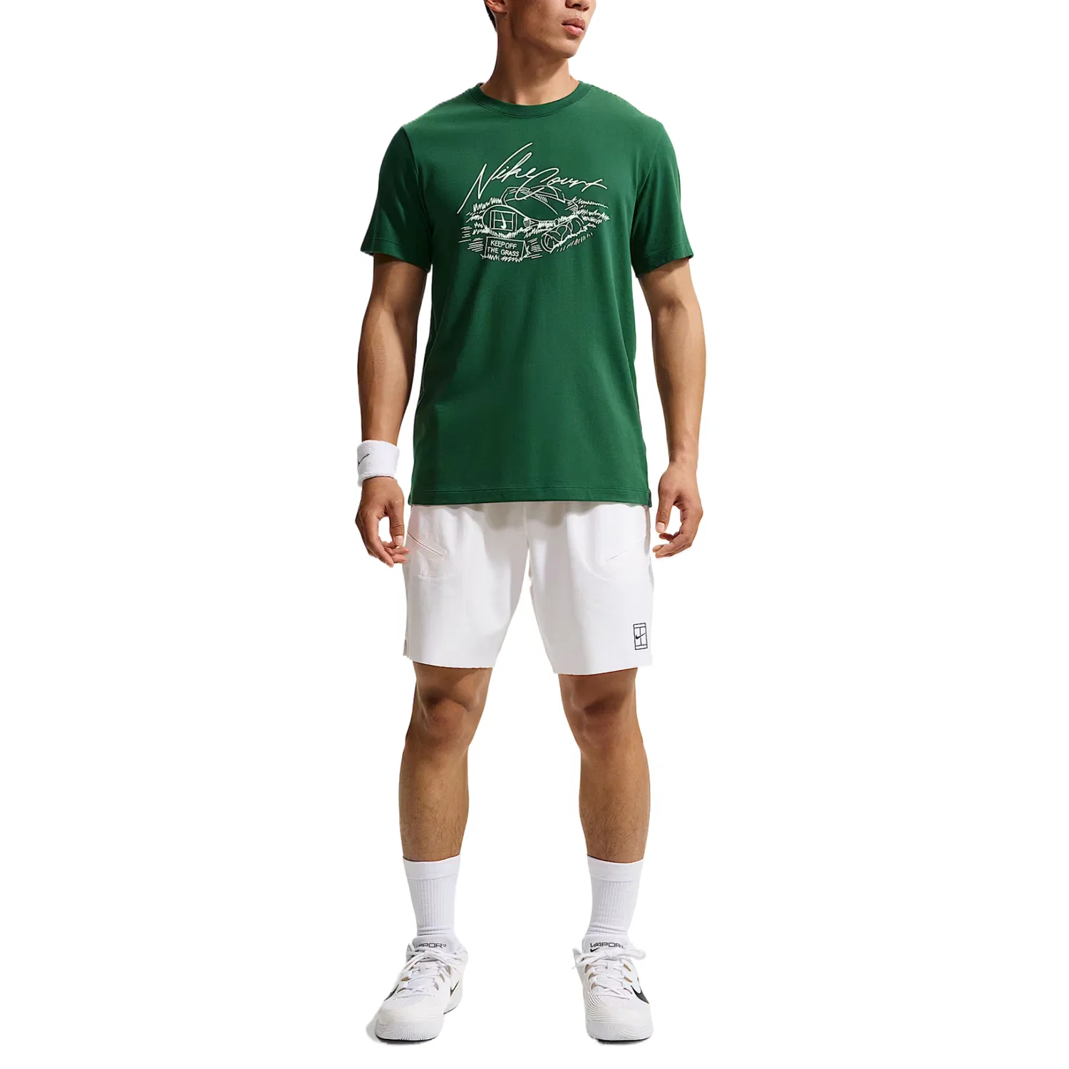 Теннисная майка Dri Fit мужская Canyon Green с круглым вырезом, умеренная Nike — фото 4