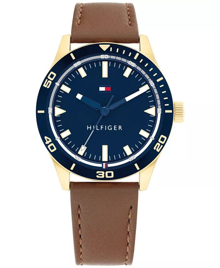

Мужские часы с коричневым кожаным ремешком 38 мм Tommy Hilfiger