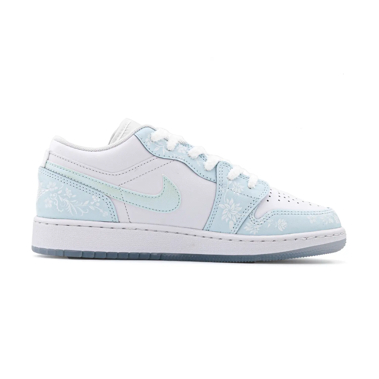Jordan Air 1 устойчивые к истиранию низкие детские баскетбольные кроссовки Glacier Blue для подростков — фото 3