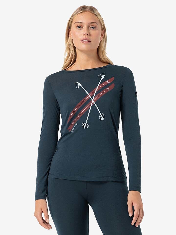 

Лонгслив super.natural Funktionslongsleeve Kryssede Ski, темно-синий