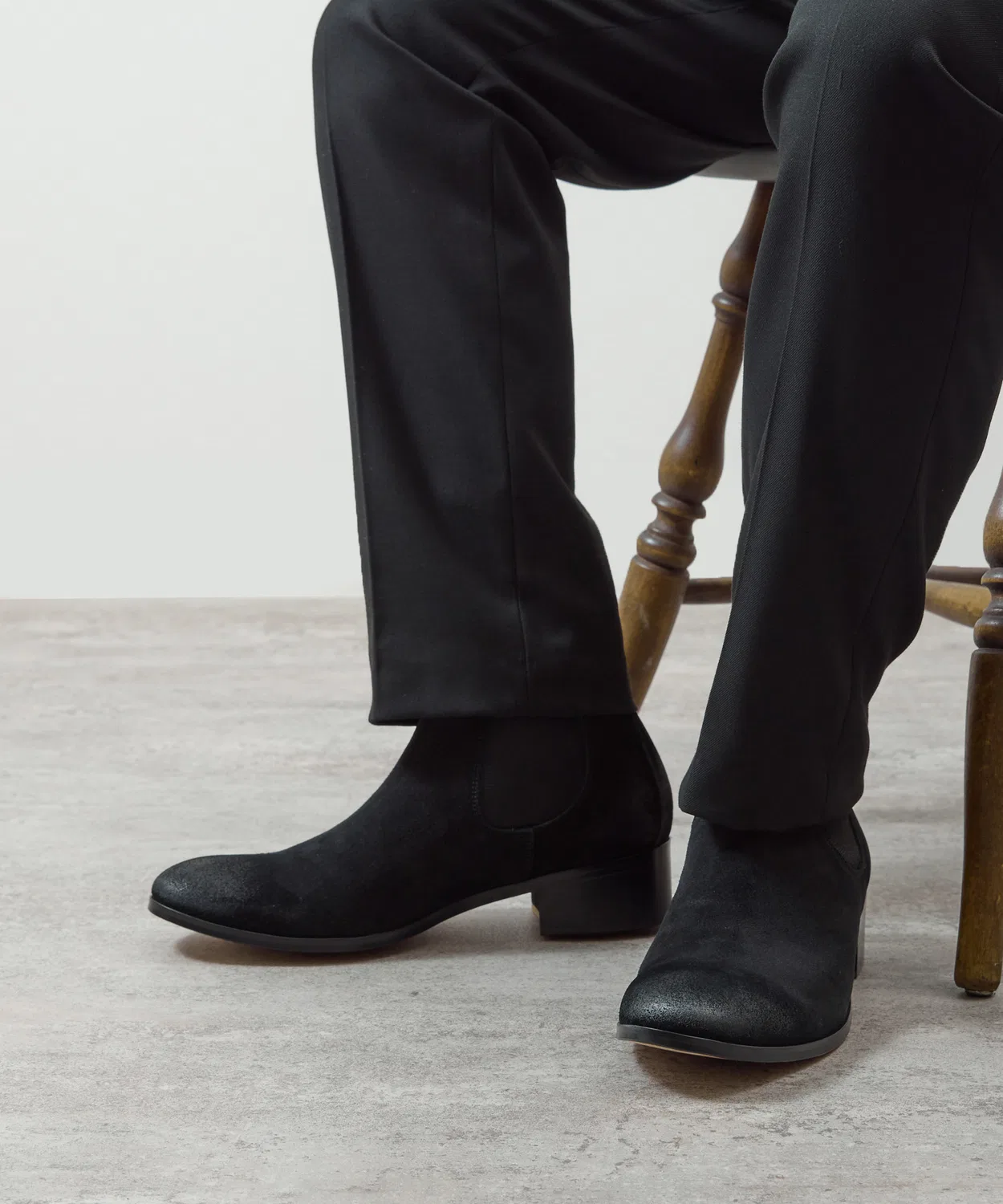 Ботинки PADRONE Side Gore Boots кожаные на каблуке чёрные