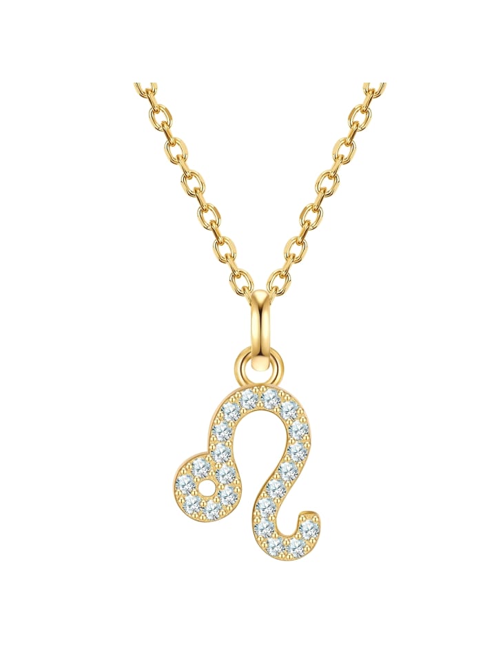 

Glanzstücke München Колье со знаком зодиака Лев из стерлингового серебра с цирконами в оправе из желтого золота