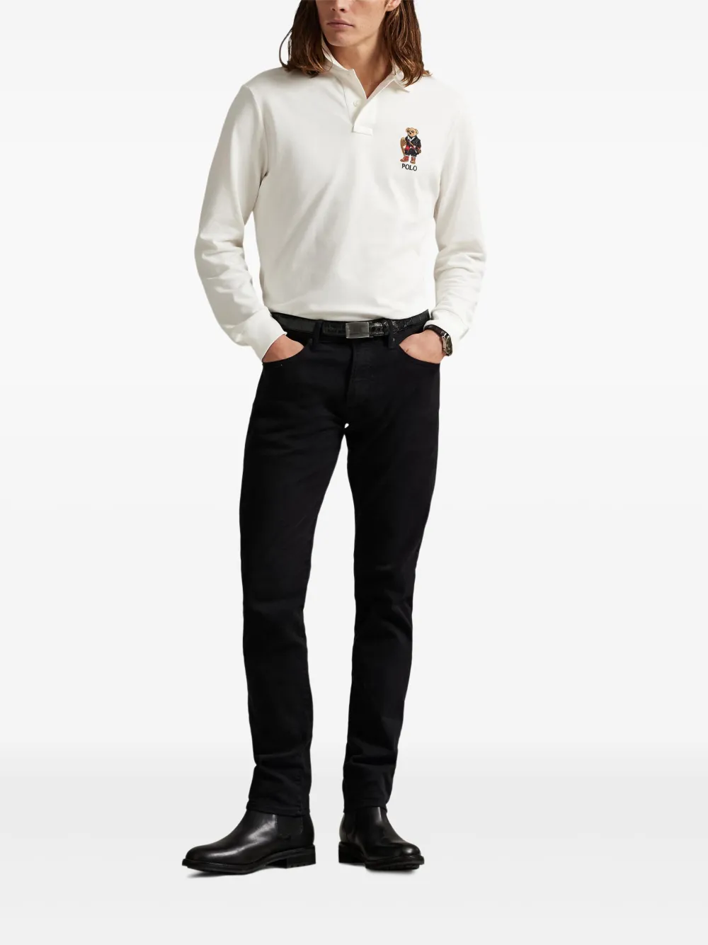 Рубашка поло с длинными рукавами и вышивкой POLO RALPH LAUREN, белый — фото 2