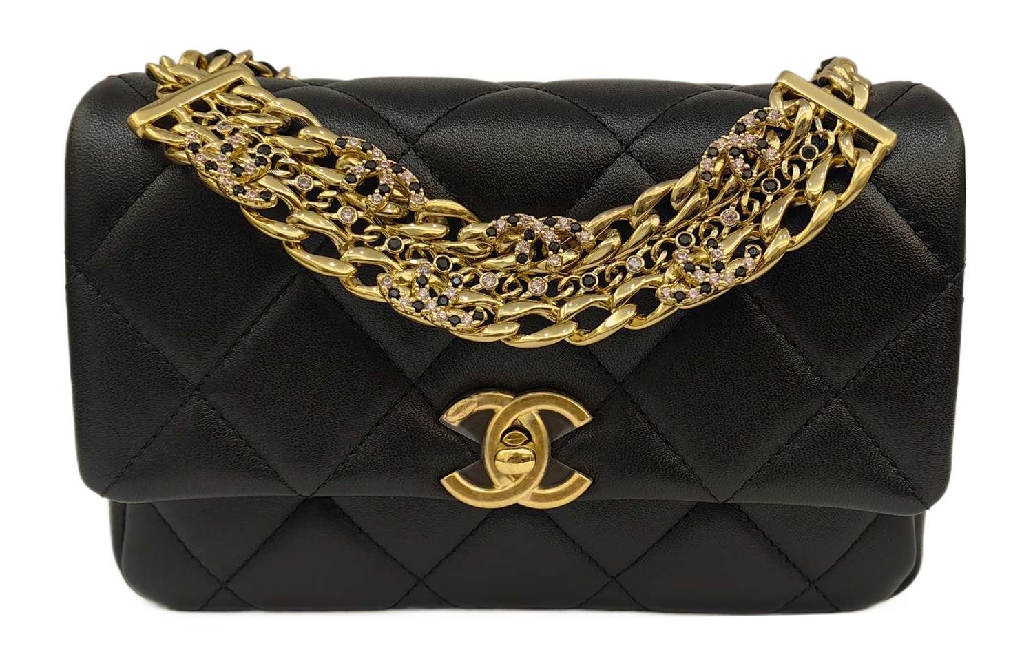 

CHANEL Кожаная сумка с клапаном через плечо кроссбоди женская черная