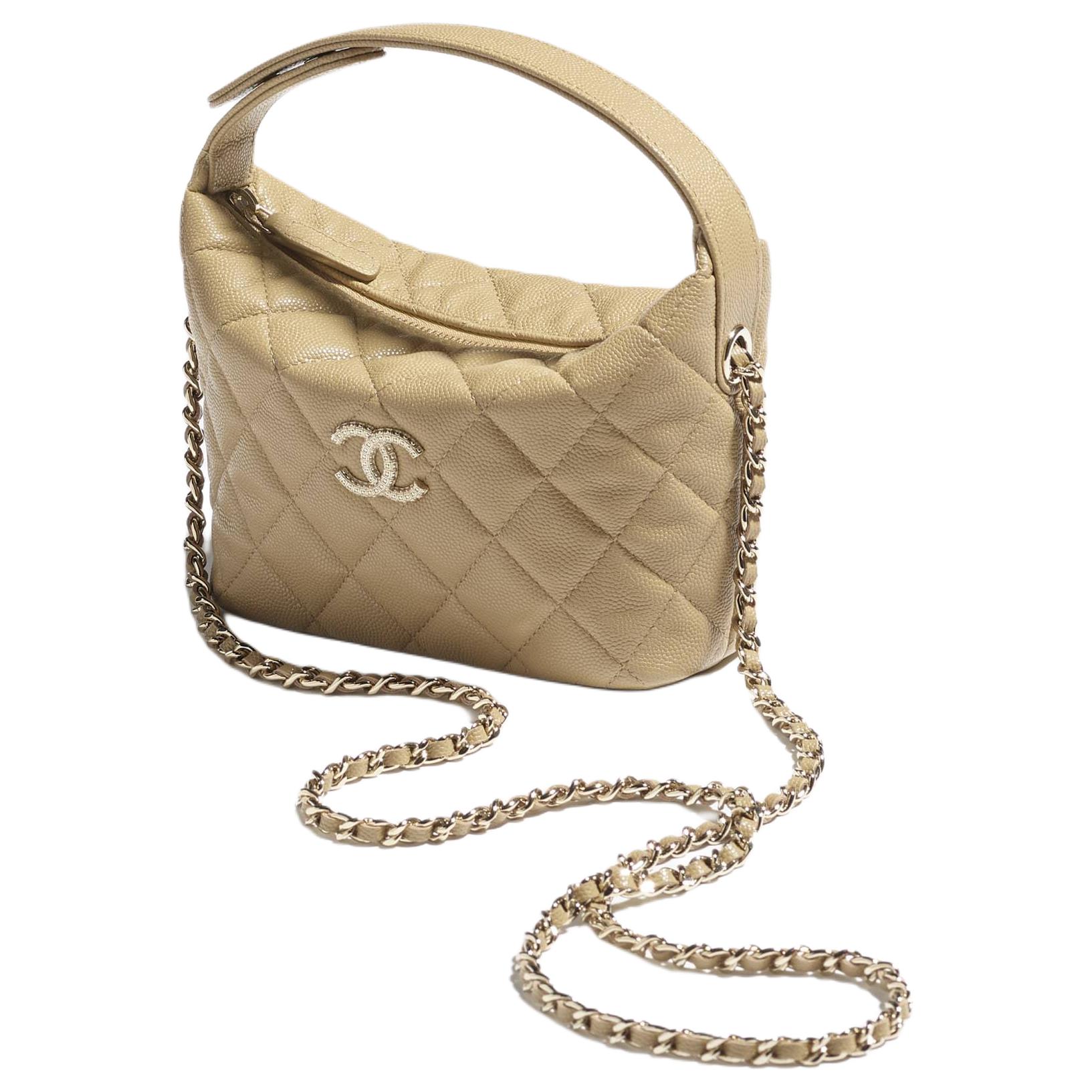 CHANEL Женская сумка через плечо из тисненой телячьей кожи темно-бежевого цвета — фото 2