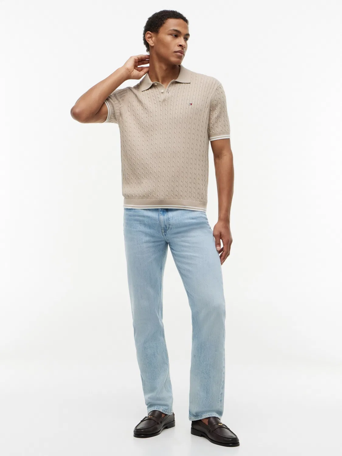 Рубашка Tommy Hilfiger Cable Short Sleeve в цвете Kitt — фото 4