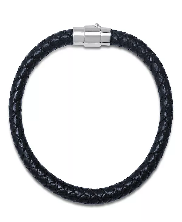 

Мужской плетеный браслет из кожи и серебра 925 пробы с магнитной застежкой. Steeltime, brown