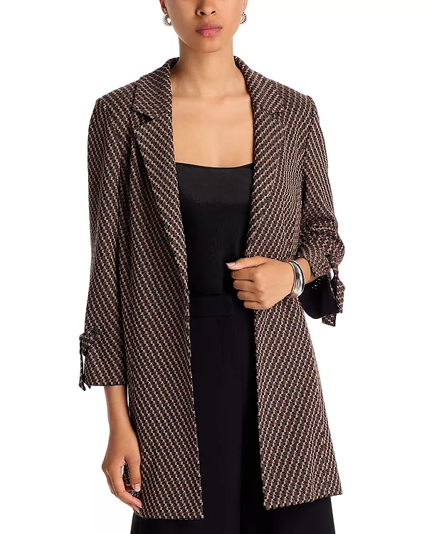 

Жаккардовый трикотажный жакет с рукавами три четверти Misook, коричневый