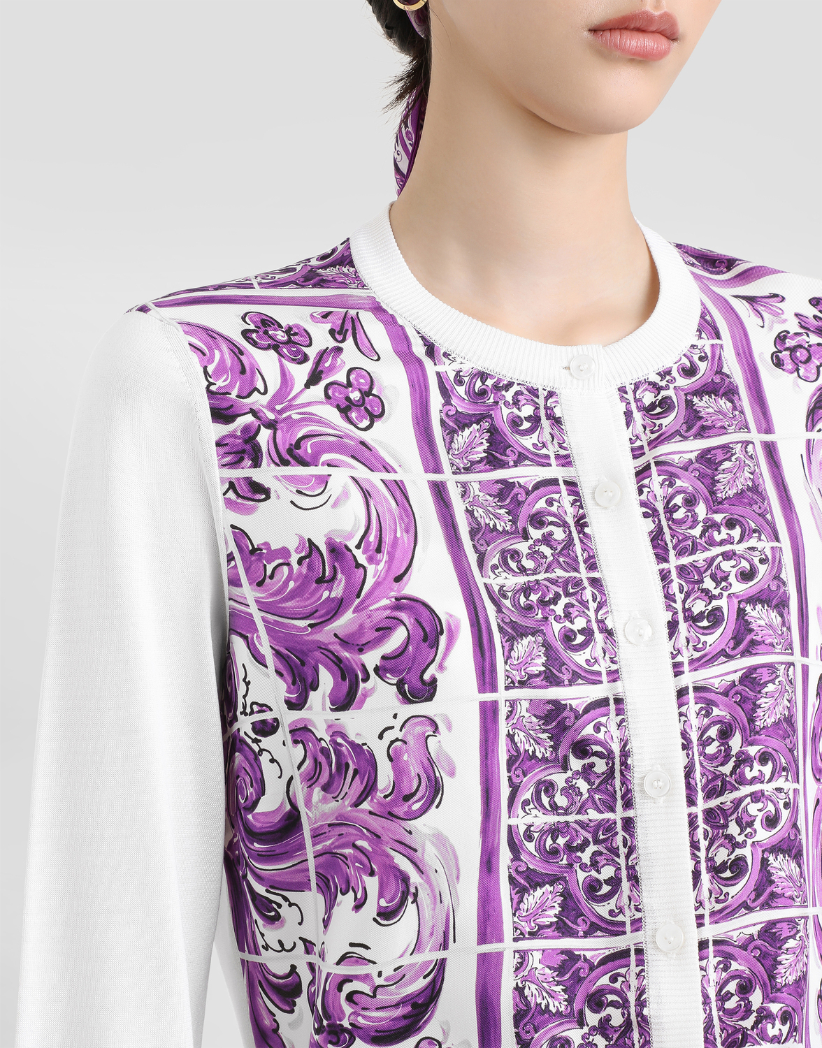 Кардиган из шелка с принтом майолика Dolce & Gabbana, мультиколор — фото 4