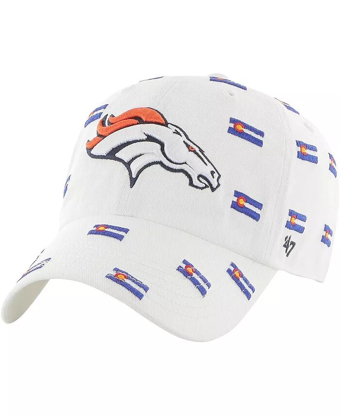 

Мужская и женская белая регулируемая шляпа Denver Broncos Confetti Clean Up '47 Brand, белый