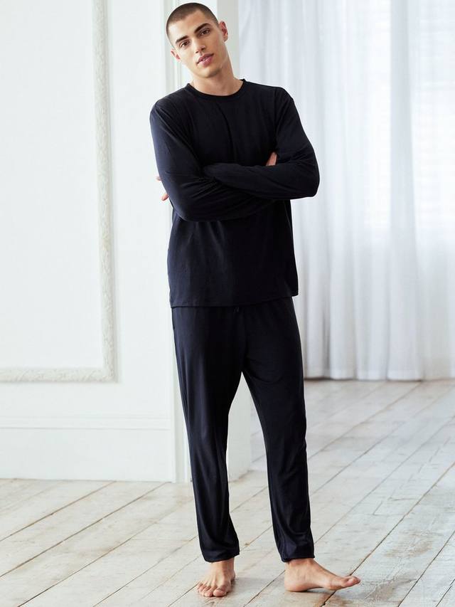 

Комплект пижамы Modal с длинным рукавом и круглым вырезом Chelsea Peers, Navy