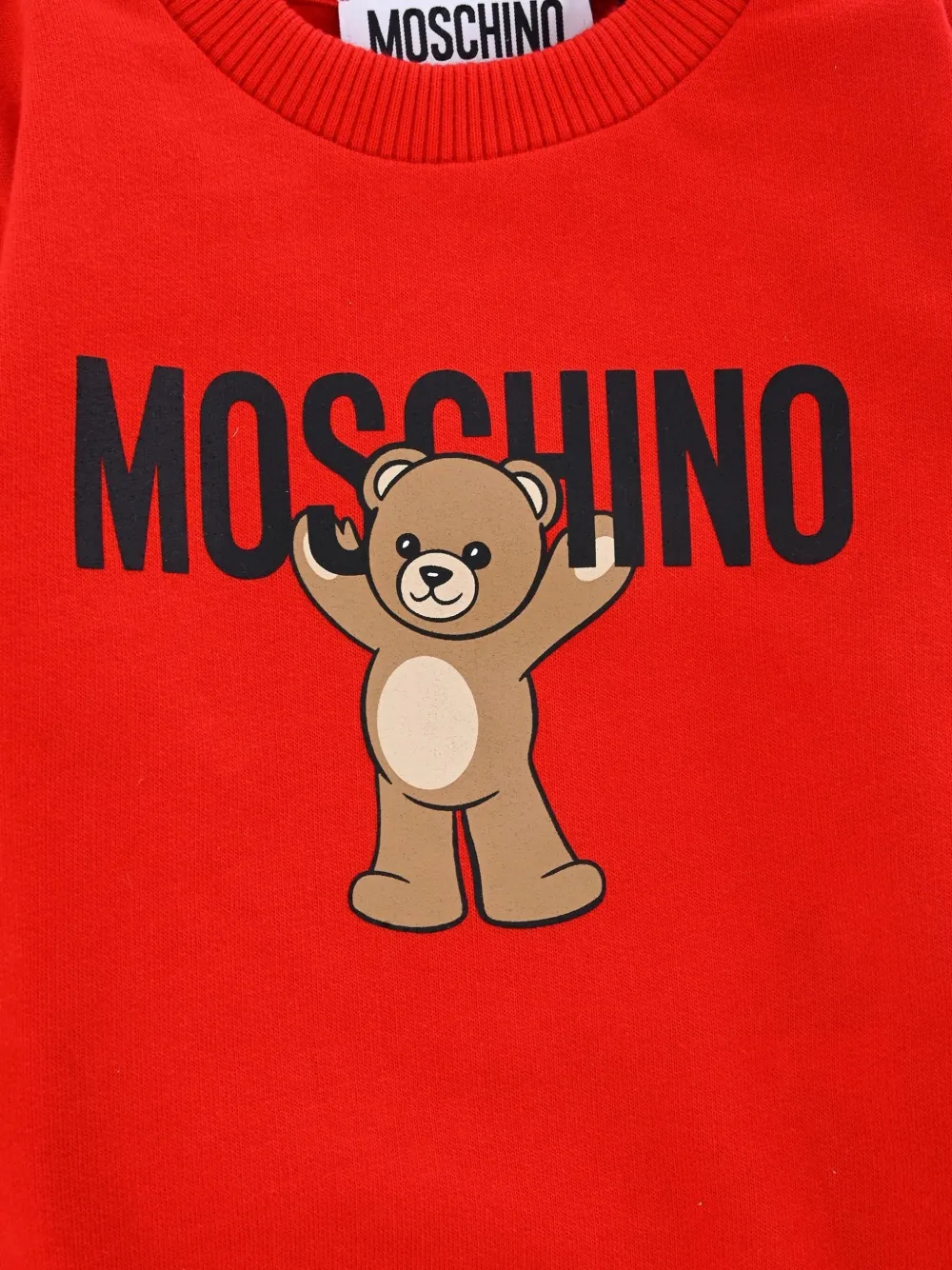 Толстовка с круглым вырезом и принтом Moschino Kids, красный — фото 3
