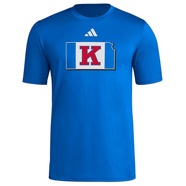 Мужская футболка kansas jayhawks с контуром штата для предыгровой разминки Adidas — фото 3
