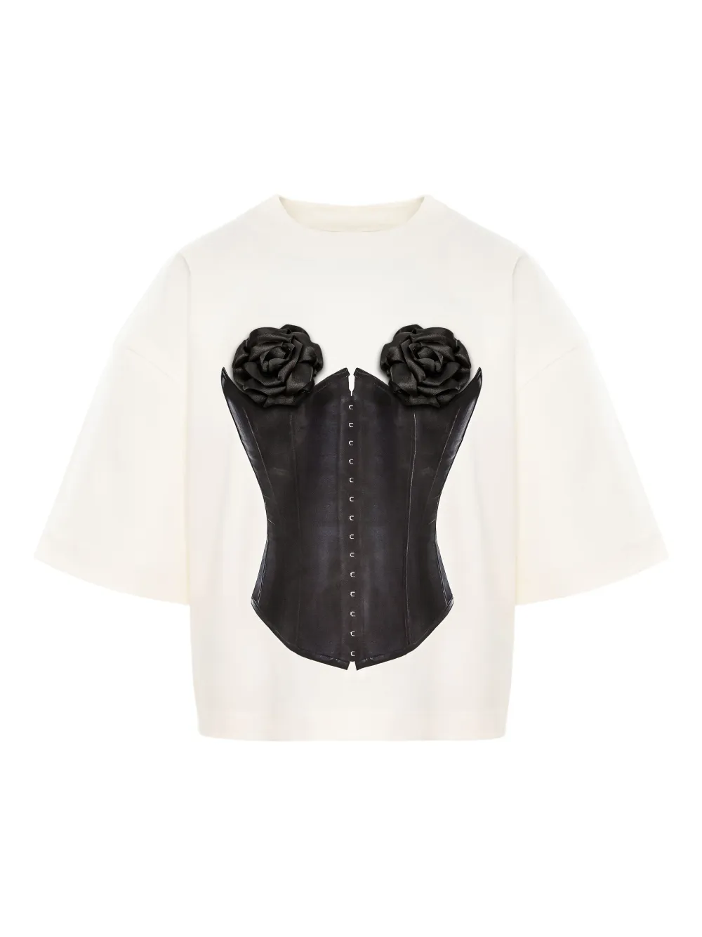 

Футболка-корсет с цветочными аппликациями Hamza, белый