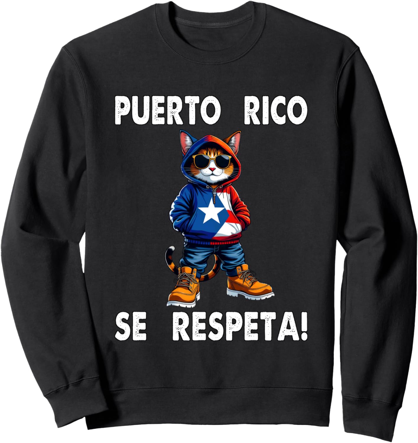 

Пуэрто-Рико Se Respeta! Рекламная толстовка с изображением кота Boricua с флагом Puerto Rico Se Respeta Collection, More Here, черный