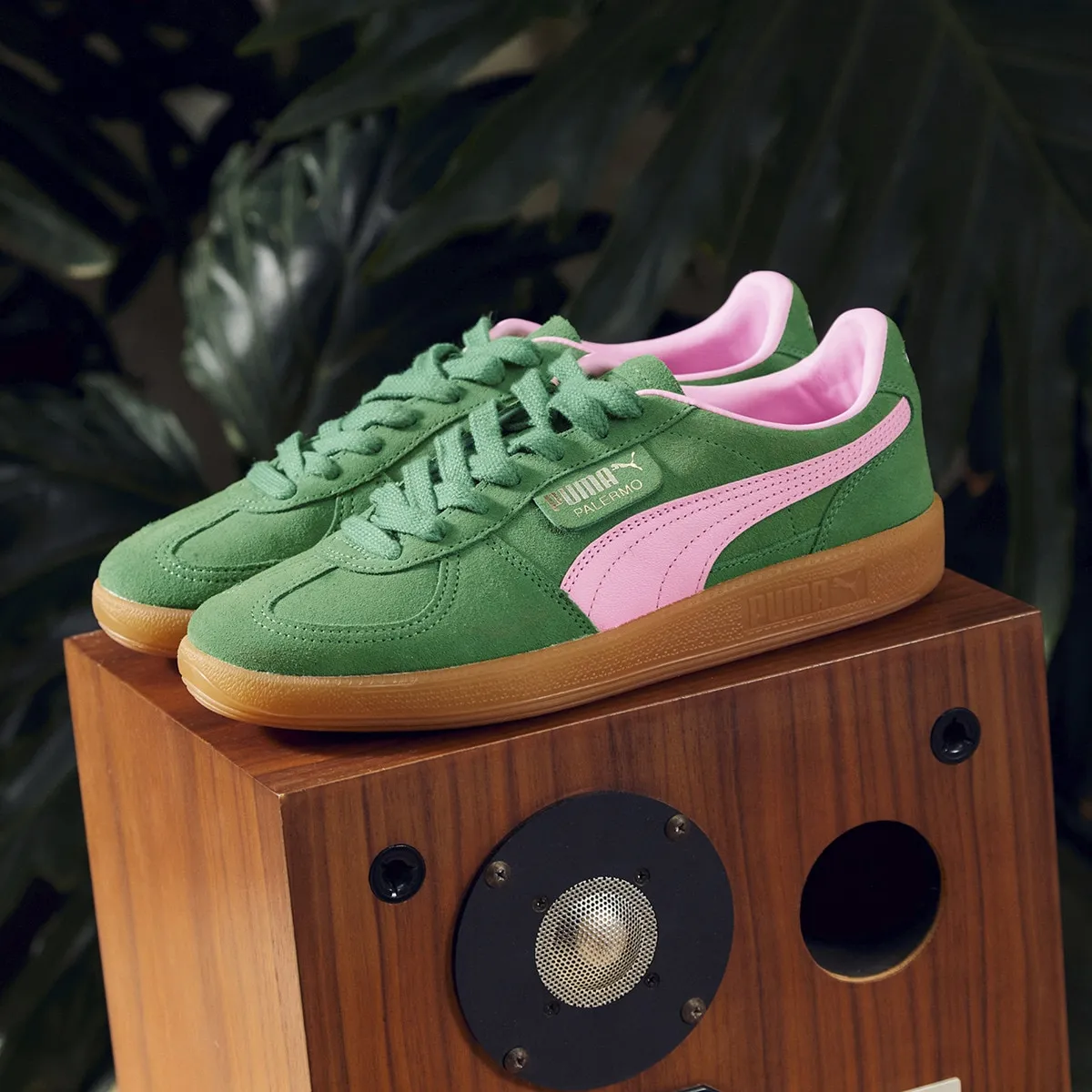 Женские повседневные кеды Palermo Puma, зеленый/розовый — фото 4