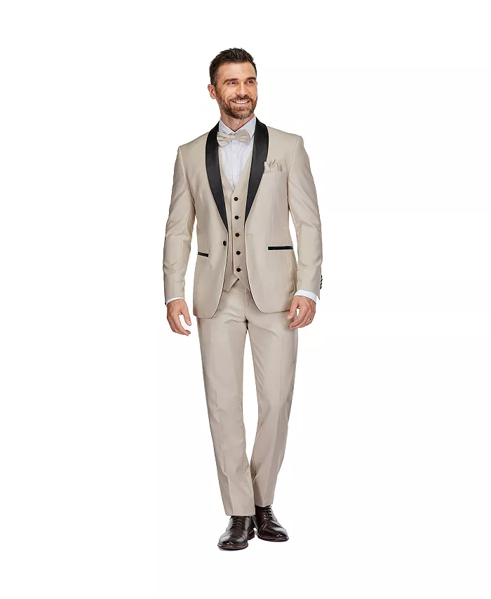 

Мужской смокинг из 3 предметов Slim Fit с шалевым воротником Gino Vitale, загар/бежевый