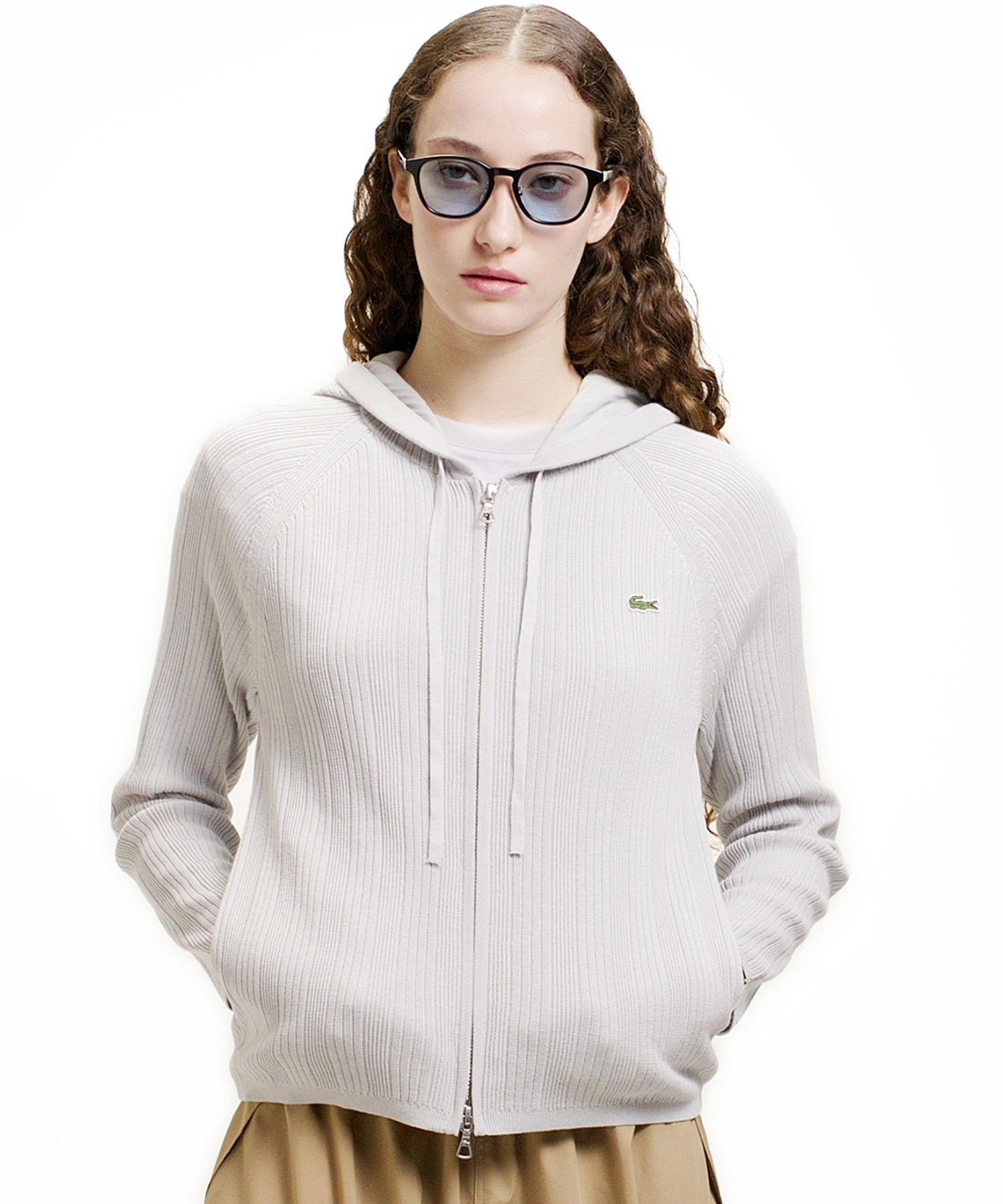 Худи LACOSTE с молнией, Light gray — фото 2