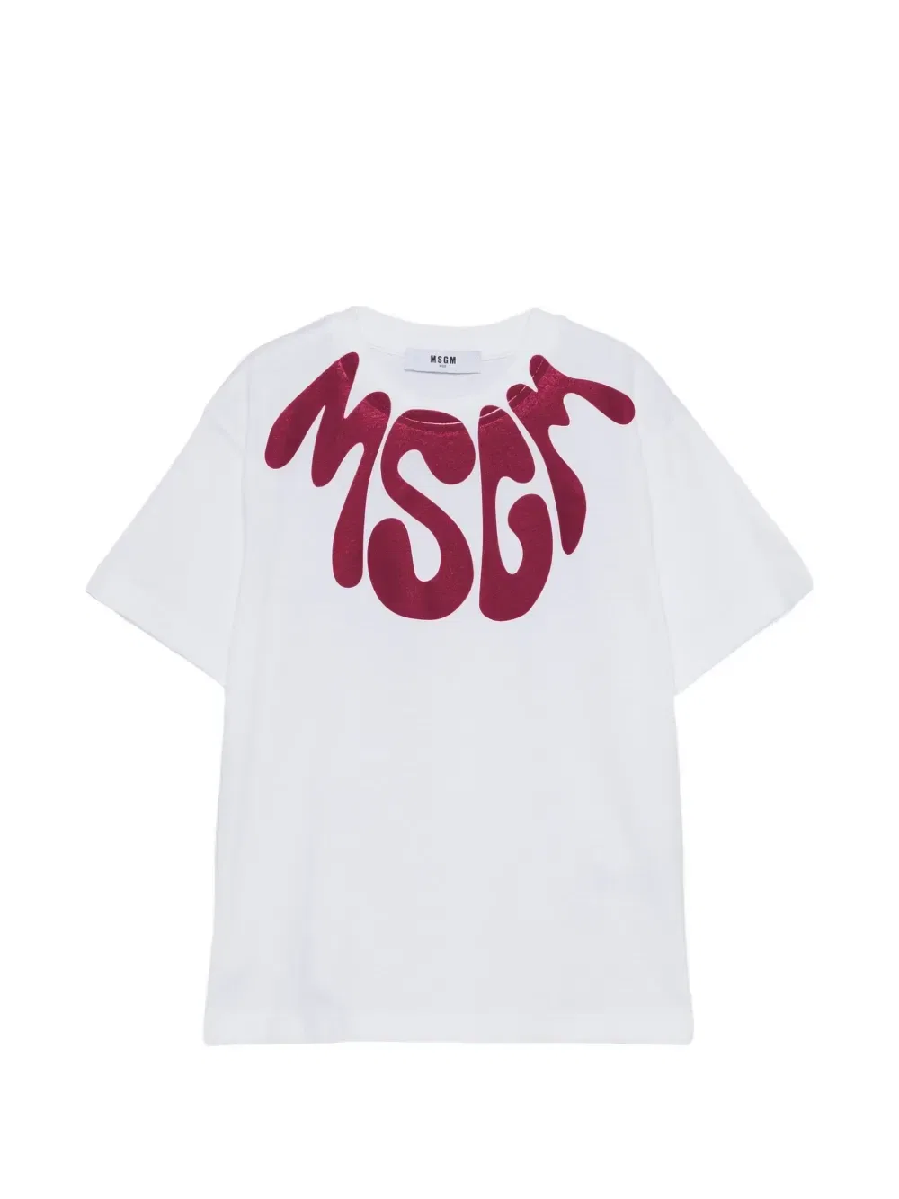 Хлопковая футболка со слоем с декором из логотипа Msgm Kids, белый