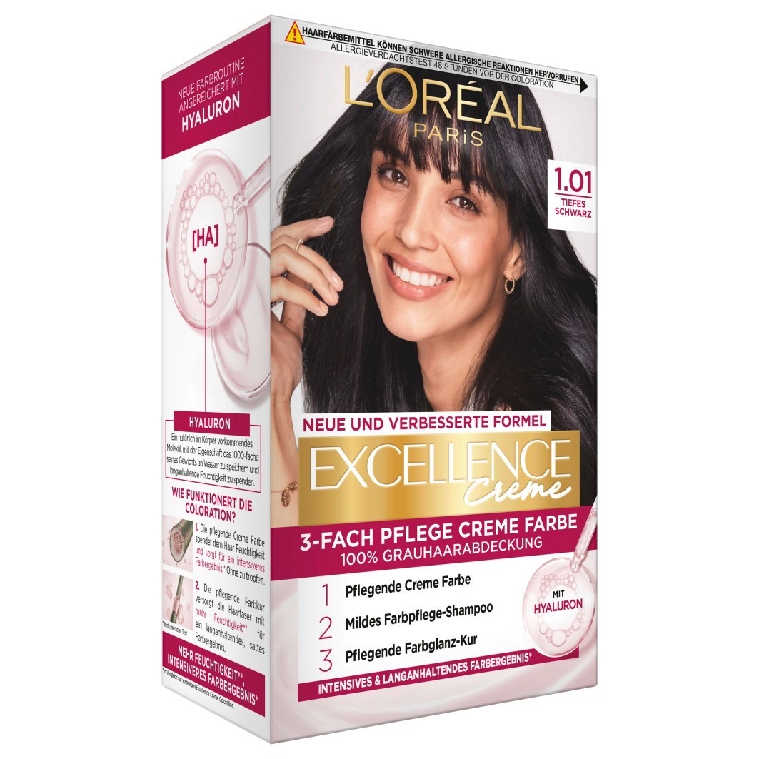 

Краска для волос excellence crème Loreal Paris, 1 01 - tiefes schwarz, количество 1 шт.