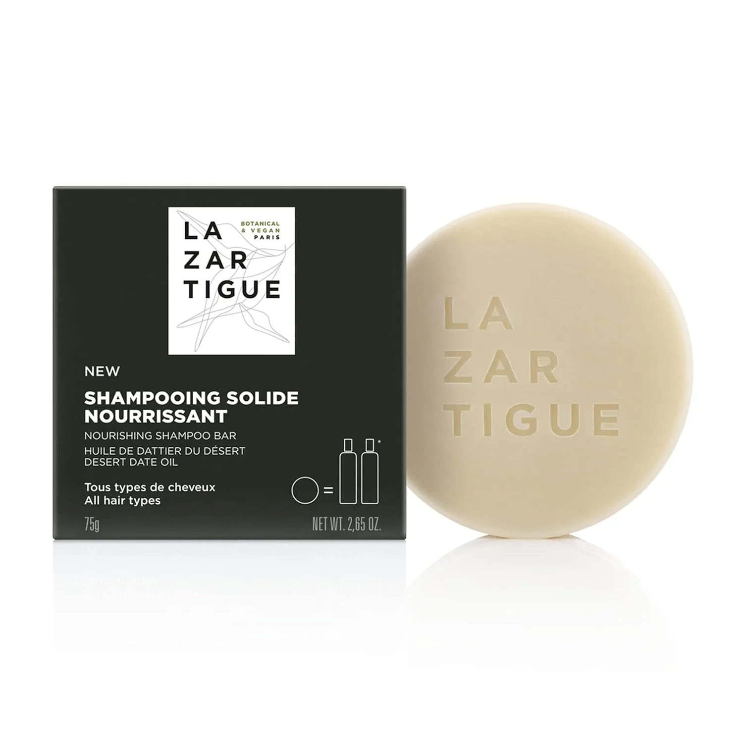 Твердый шампунь Lazartigue Gentle, масло финиковой пальмы, питает и очищает, веганский, без сульфатов и силиконов, 70 г.