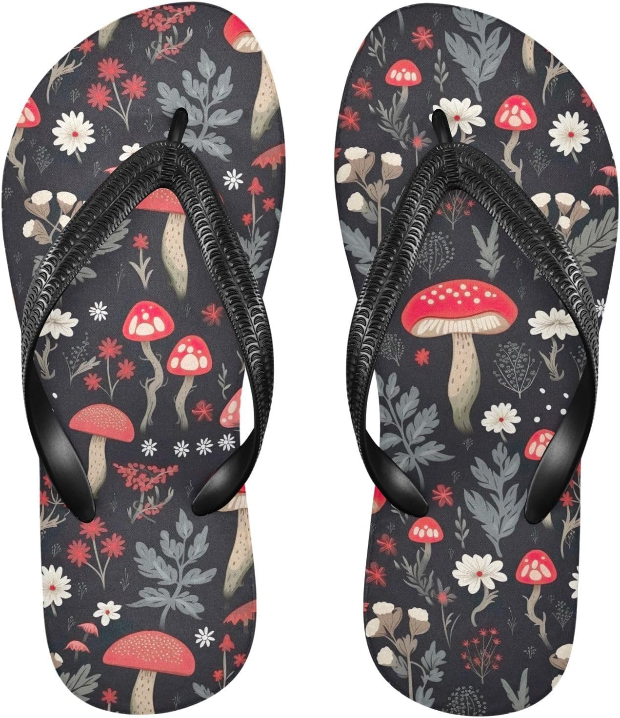 

SPRIPORT Цветочные грибы Цветочные женские и мужские тонкие шлепанцы с мягкой подошвой, удобные повседневные сандалии с резиновой подошвой против скольжения, плоские сандалии для прогулок, летний пляж, Multicoloured