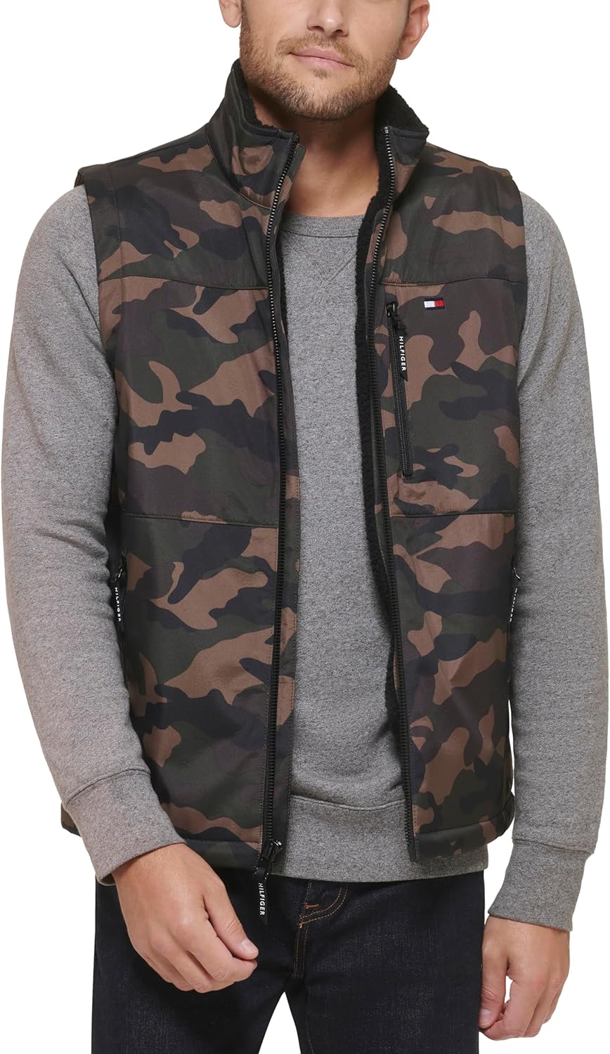

Мужской жилет Tommy Hilfiger с подкладкой из шерпы, Camo Brown Multi