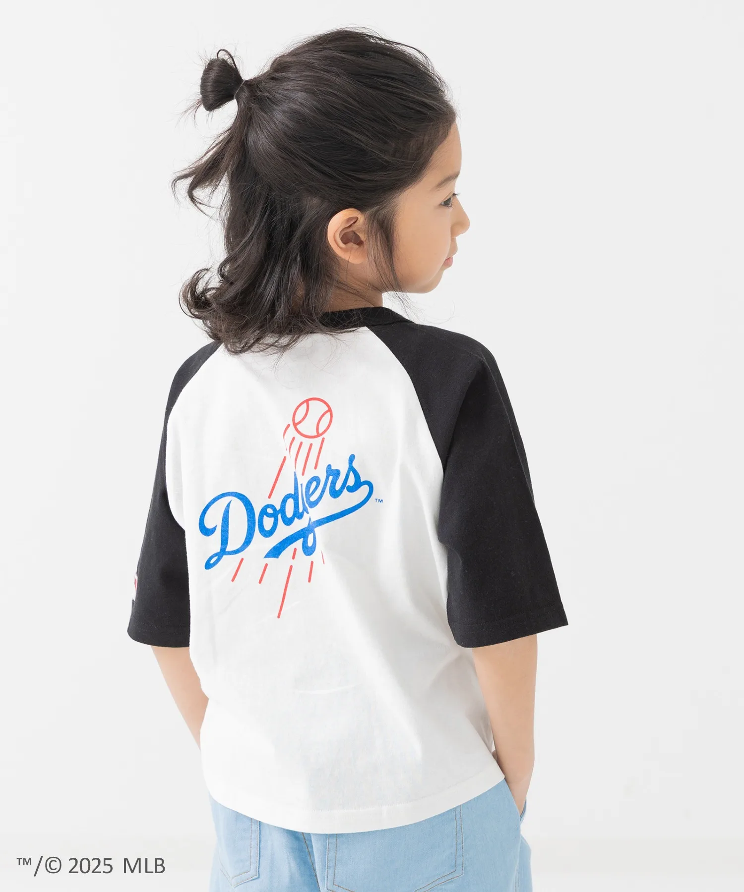 Детская футболка с бейсбольным принтом MLB Logo Raglan черная