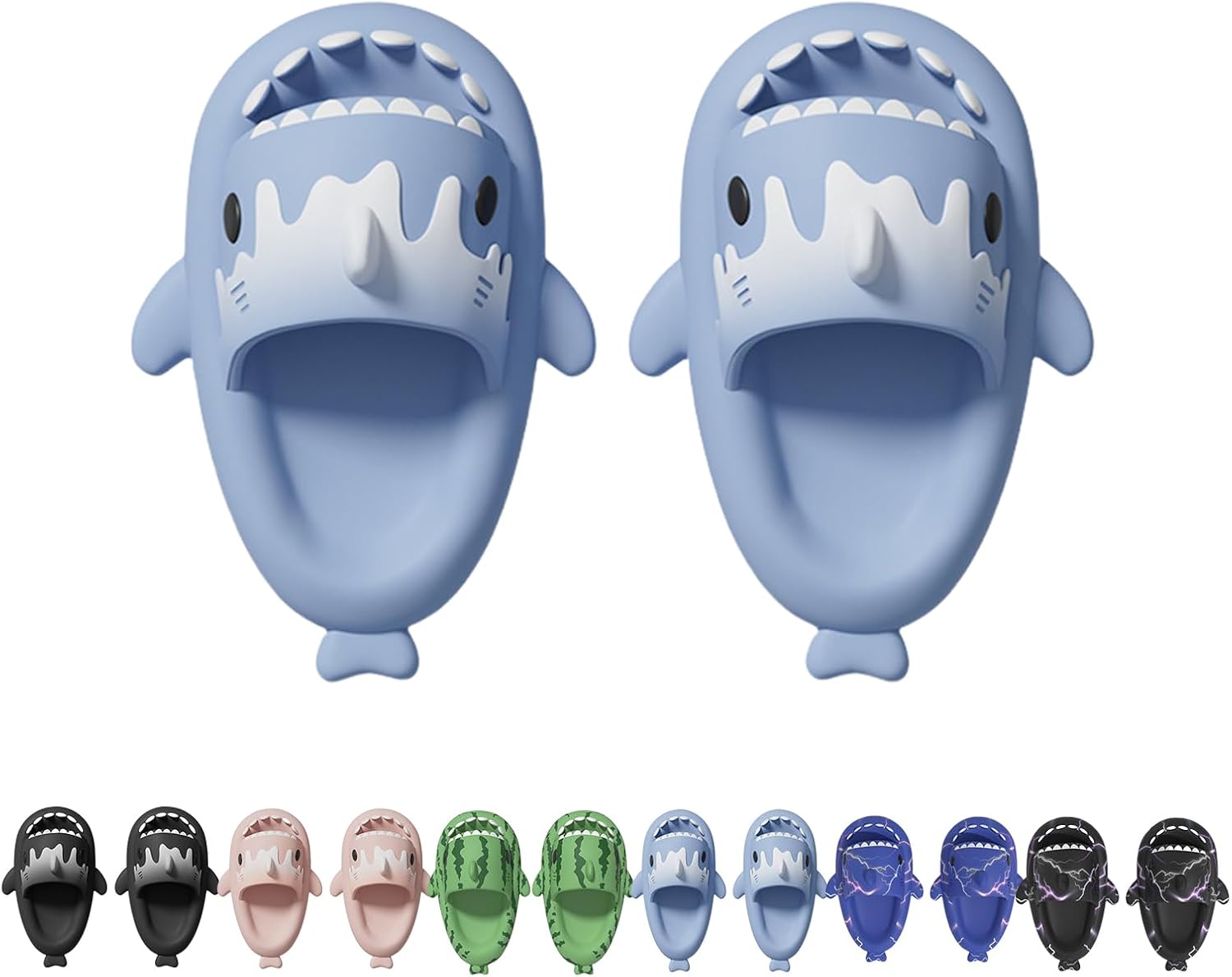 

Шлепанцы с изображением акулы, рождественские шлепанцы с акулой, шлепанцы с акулой на Хэллоуин, мультяшные нескользящие шлепанцы с толстой подошвой для женщин и мужчин Generic, светло-голубой