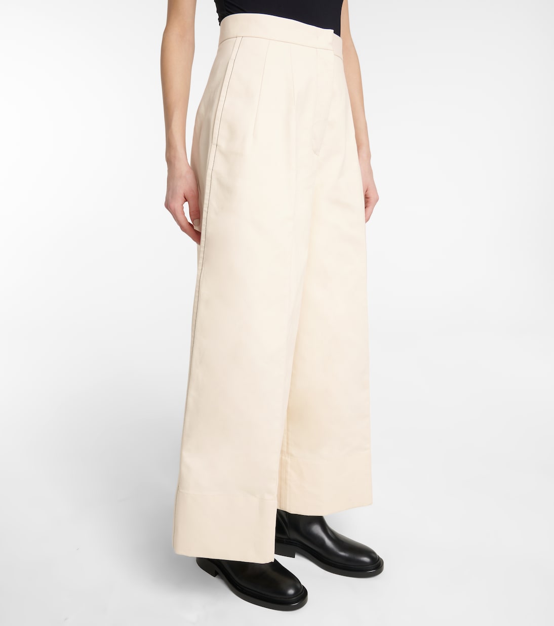 Широкие брюки из хлопкового габардина Jil Sander, Open Beige — фото 4